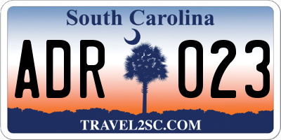 SC license plate ADR023