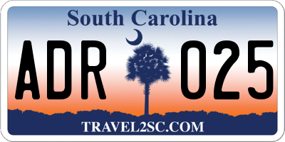 SC license plate ADR025