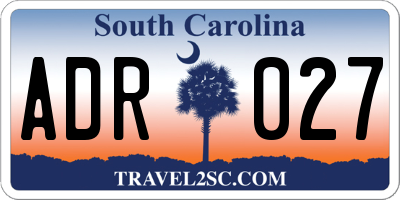 SC license plate ADR027