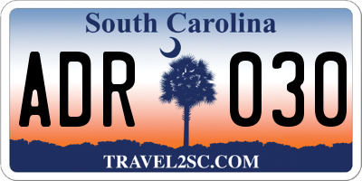 SC license plate ADR030