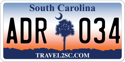 SC license plate ADR034