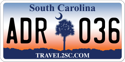 SC license plate ADR036