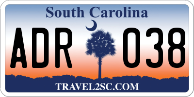 SC license plate ADR038