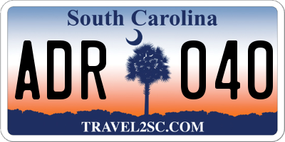 SC license plate ADR040