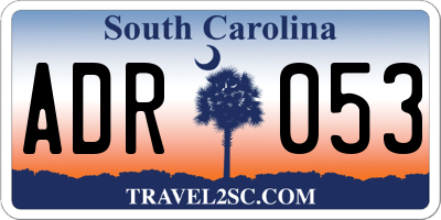 SC license plate ADR053