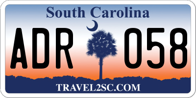 SC license plate ADR058