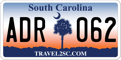 SC license plate ADR062