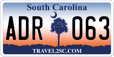 SC license plate ADR063