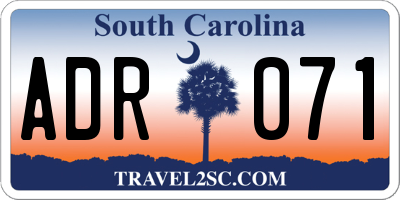 SC license plate ADR071