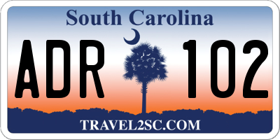 SC license plate ADR102