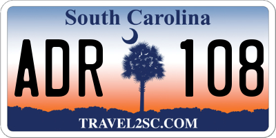 SC license plate ADR108