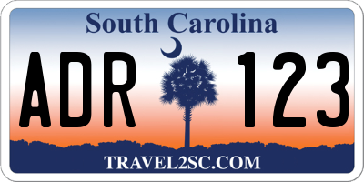 SC license plate ADR123