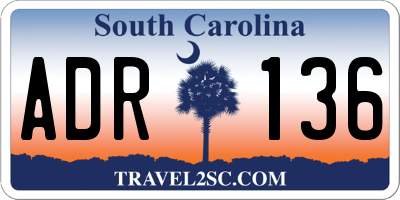SC license plate ADR136
