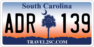 SC license plate ADR139