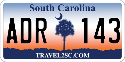 SC license plate ADR143