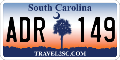 SC license plate ADR149