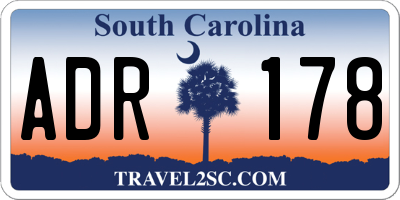 SC license plate ADR178
