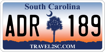 SC license plate ADR189