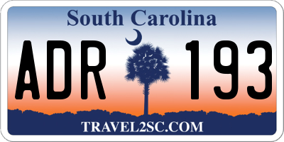 SC license plate ADR193