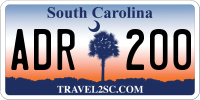 SC license plate ADR200