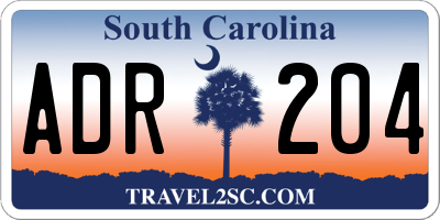 SC license plate ADR204