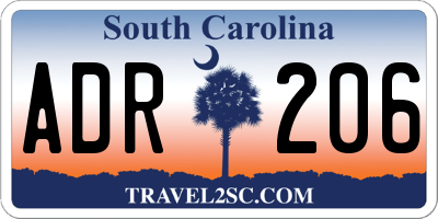 SC license plate ADR206
