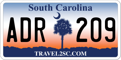 SC license plate ADR209