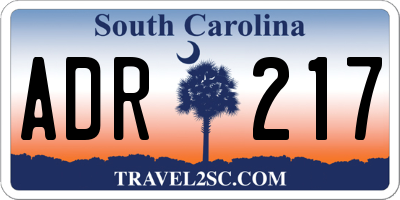 SC license plate ADR217