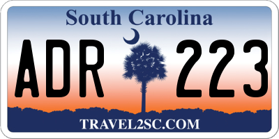 SC license plate ADR223
