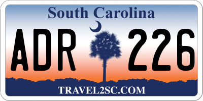 SC license plate ADR226
