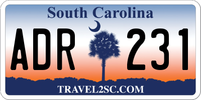 SC license plate ADR231
