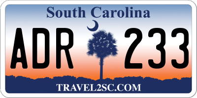 SC license plate ADR233