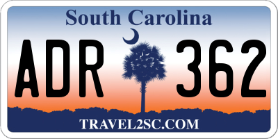 SC license plate ADR362
