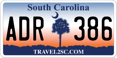 SC license plate ADR386