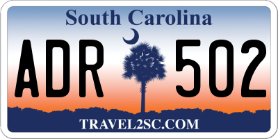 SC license plate ADR502
