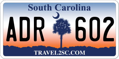 SC license plate ADR602