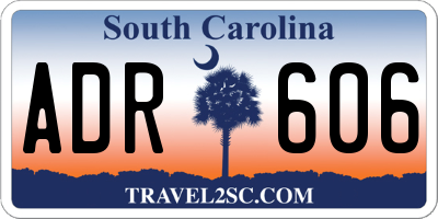 SC license plate ADR606