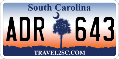 SC license plate ADR643