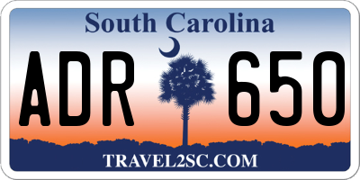 SC license plate ADR650