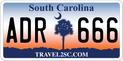 SC license plate ADR666