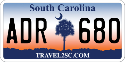 SC license plate ADR680