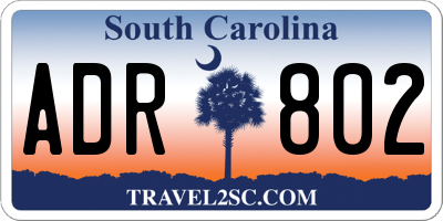 SC license plate ADR802