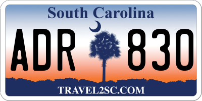 SC license plate ADR830