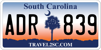 SC license plate ADR839