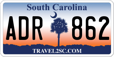 SC license plate ADR862