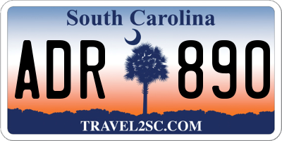 SC license plate ADR890
