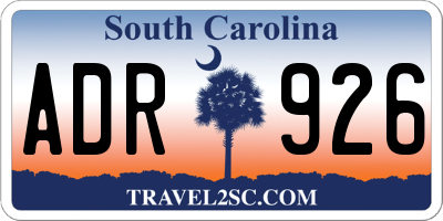 SC license plate ADR926