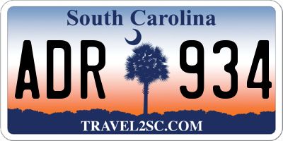 SC license plate ADR934