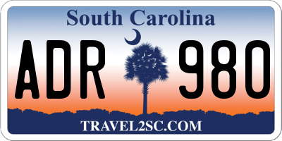 SC license plate ADR980