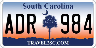 SC license plate ADR984